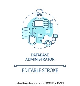 Database administrator turquoise concept icon. Hosting manager abstract idea thin line illustration. Isolated outline drawing. Editable stroke. Roboto-Medium, Myriad Pro-Bold fonts used