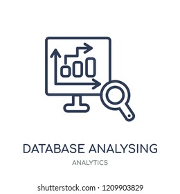 Database Analysing icon. Database Analysing linear symbol design from Analytics collection. Simple outline element vector illustration on white background.