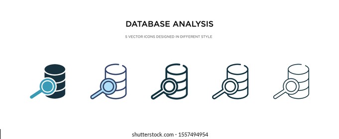 database analysis icon in different style vector illustration. two colored and black database analysis vector icons designed in filled, outline, line and stroke style can be used for web, mobile, ui