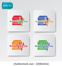 Database analysis icon on buttons,clean vector
