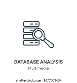Database analysis outline vector icon. Thin line black database analysis icon, flat vector simple element illustration from editable multimedia concept isolated stroke on white background