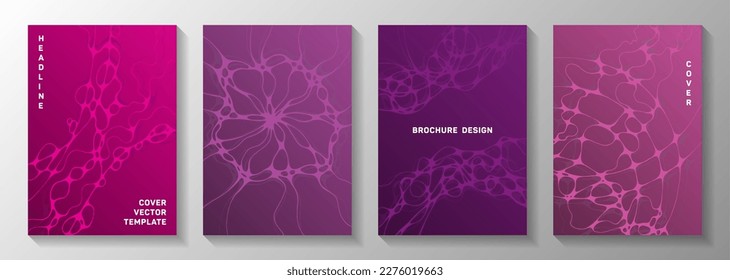 Database analytics idea abstract vector covers. flexible curve lines torrent backgrounds. Abstract banner vector templates. Science fiction cover pages graphic design set.