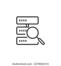 Database analytics line icon. Server scan linear style sign for mobile concept and web design. Data analytics outline vector icon. Symbol, logo illustration. Vector graphics