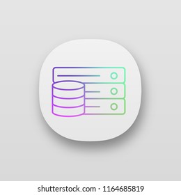 Database app icon. Server. Big data. UI/UX user interface. Web or mobile application. Vector isolated illustration