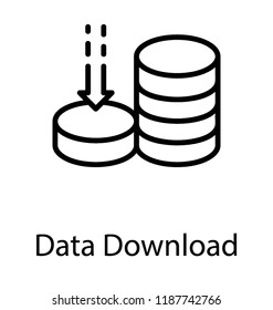 Database with arrow downward known as data download 