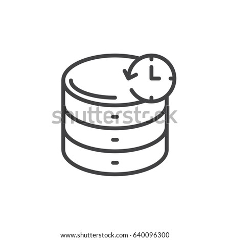 Database backup line icon, outline vector sign, linear style pictogram isolated on white. Symbol, logo illustration. Editable stroke. Pixel perfect