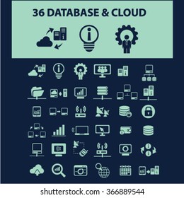 database, big data, hosting, analytics  icons, signs vector concept set for infographics, mobile, website, application
