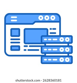Datenbankblaues Farbsymbol. Einfaches Vektorsymbol-Design in blauer Farbe. Bearbeitbares Vektorformat