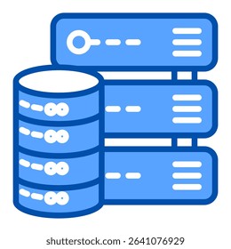 Database blue color icon. Simple vector icon design in blue color style. Editable vector format