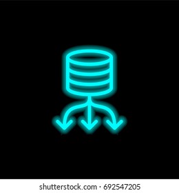 Database blue glowing neon ui ux icon. Glowing sign logo vector