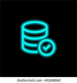Database blue glowing neon ui ux icon. Glowing sign logo vector