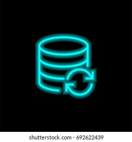 Database blue glowing neon ui ux icon. Glowing sign logo vector