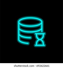 Database blue glowing neon ui ux icon. Glowing sign logo vector