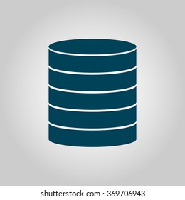 Database blue icon on grey background with white on center