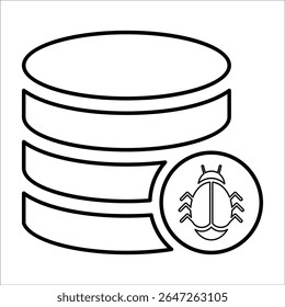 Database Bug Icon, Line Vector graphics