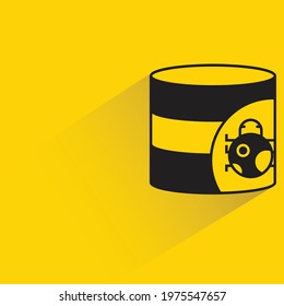 database and bug malware shadow on yellow background