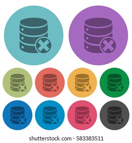 Database cancel darker flat icons on color round background