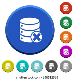 Database cancel round color beveled buttons with smooth surfaces and flat white icons