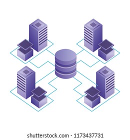 database center connected server storage network