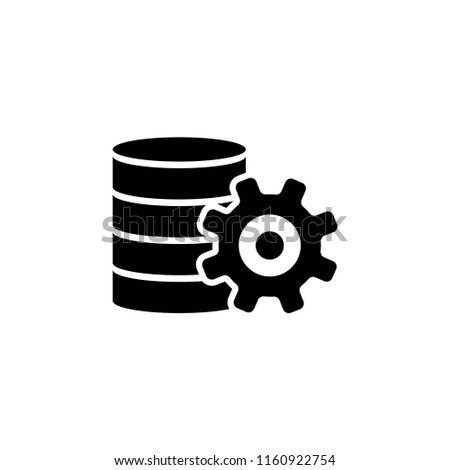 Database Center, Data Server Settings. Flat Vector Icon illustration. Simple black symbol on white background. Database Center, Data Server Settings sign design template for web and mobile UI element