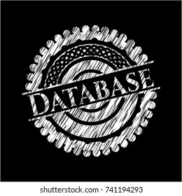 Database chalkboard emblem on black board