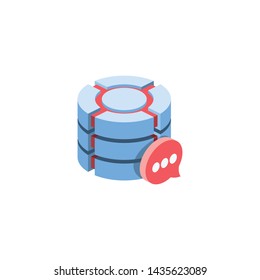 Database chat. Vector 3d isometric color icon new flat style. Creative illustration, idea for infographics.
