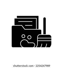 Database cleaning icon design, data and analytics, removing sign, vector graphics, isolated on white background. 