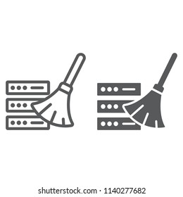 Database Cleaning Line And Glyph Icon, Data And Analytics, Removing Sign, Vector Graphics, A Linear Pattern On A White Background, Eps 10.