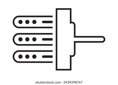 Database cleaning thin line icon, data and analytics, removing sign, vector graphics, a linear pattern 