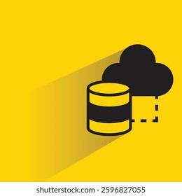 database and cloud connection icon with shadow yellow background