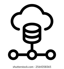 Database cloud icon with simple and line style