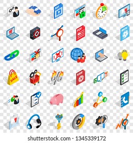 Database cloud icons set. Isometric style of 36 database cloud vector icons for web for any design