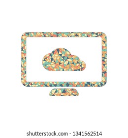 database, cloud technology, computer and cloud. simple icon. Colored mosaic with polygons