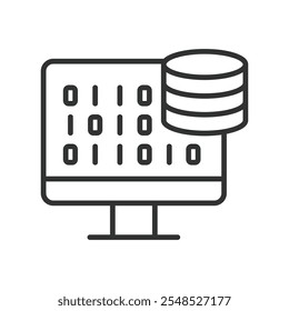 Database coding, icon in line design. Database, coding, programming, data, structure, SQL, query on white background vector. Database coding editable stroke icon