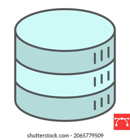 Database color line icon, database and storage, server vector icon, vector graphics, editable stroke filled outline sign, eps 10.