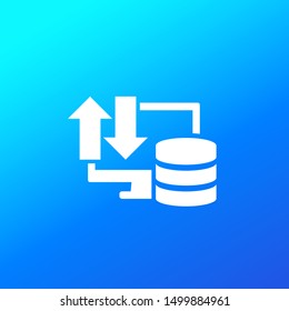database and computer, data transfer, vector icon
