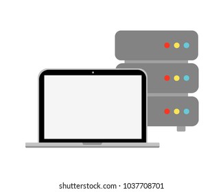Database and computer high detailed vector illustration