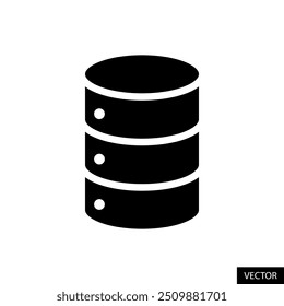 Database, computer server, storage vector icon in glyph style design for website, app, UI, isolated on white background. EPS 10 vector illustration.