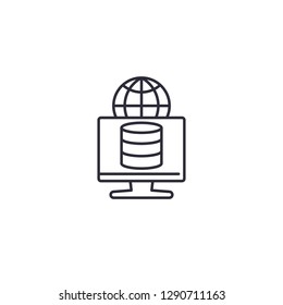 database and computer vector line icon