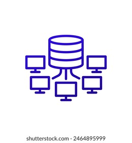 database and computers, data network line icon