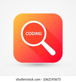 Database Concept: Magnifying Optical Glass With Words Coding. Vector illustration