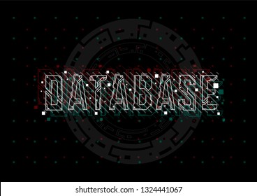 Database Conceptual Layout with HUD elements for print and web. Lettering with futuristic user interface elements.
