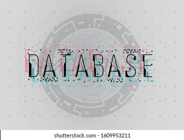 Database Conceptual Layout with HUD elements for print and web. Lettering with futuristic user interface elements.