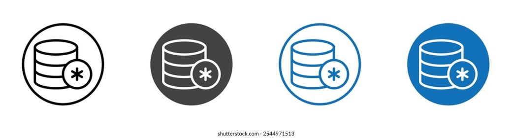 Ícone de configuração do banco de dados Sinal de logotipo no outline da linha fina