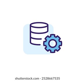 Database configuration color icon with blue accents. Simple vector linear illustration. Flat pictogram with rounded corners.