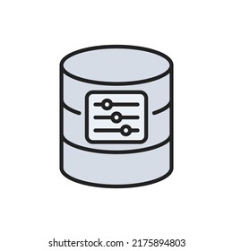 Database configuration sliders icon. High quality coloured vector illustration. 