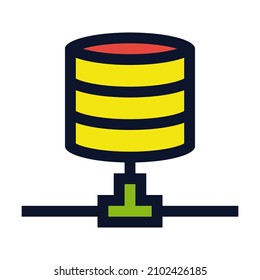 Database Connected. Simple Vector Color Icon.