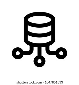 Database connection icon vector. Outline database connection icon