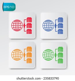 Database connection icons on buttons,clean vector