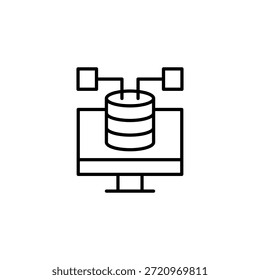 Icono De Esquema De Conexión De Base De Datos En El Monitor Para Almacenamiento